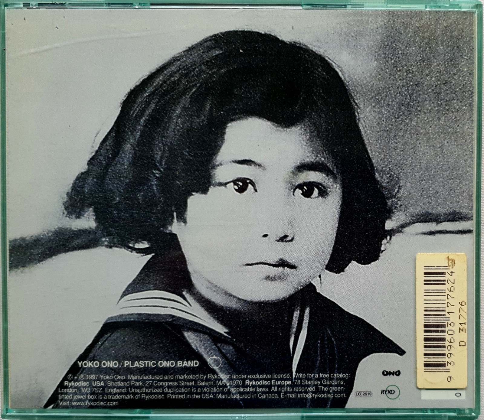 Yoko Ono-The Plastic Ono Band CD Numbered Remastered 1997 Rykodisc RCD 10414