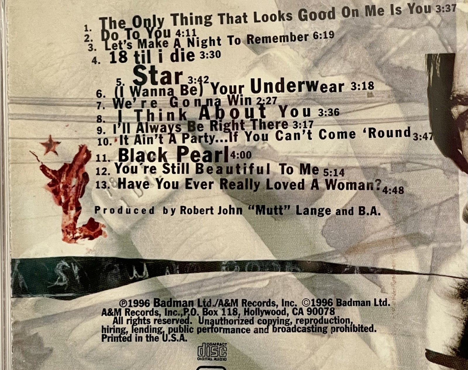 Bryan Adams – 18 til I Die CD Album (1996) Rock Pop A&M Records Jewel Case VG