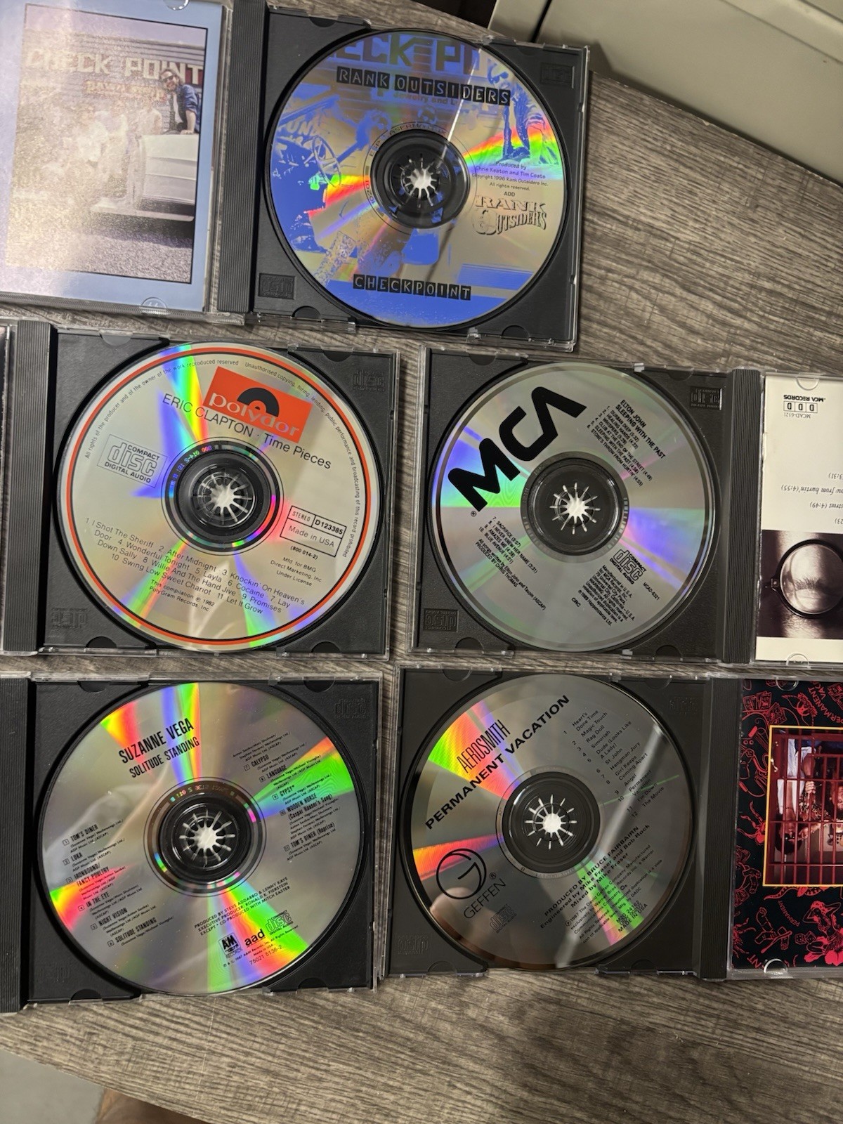 Rock CD Lot Jewel Cases Eric Clapton Elton John Aerosmith Suzanne Vega 1992