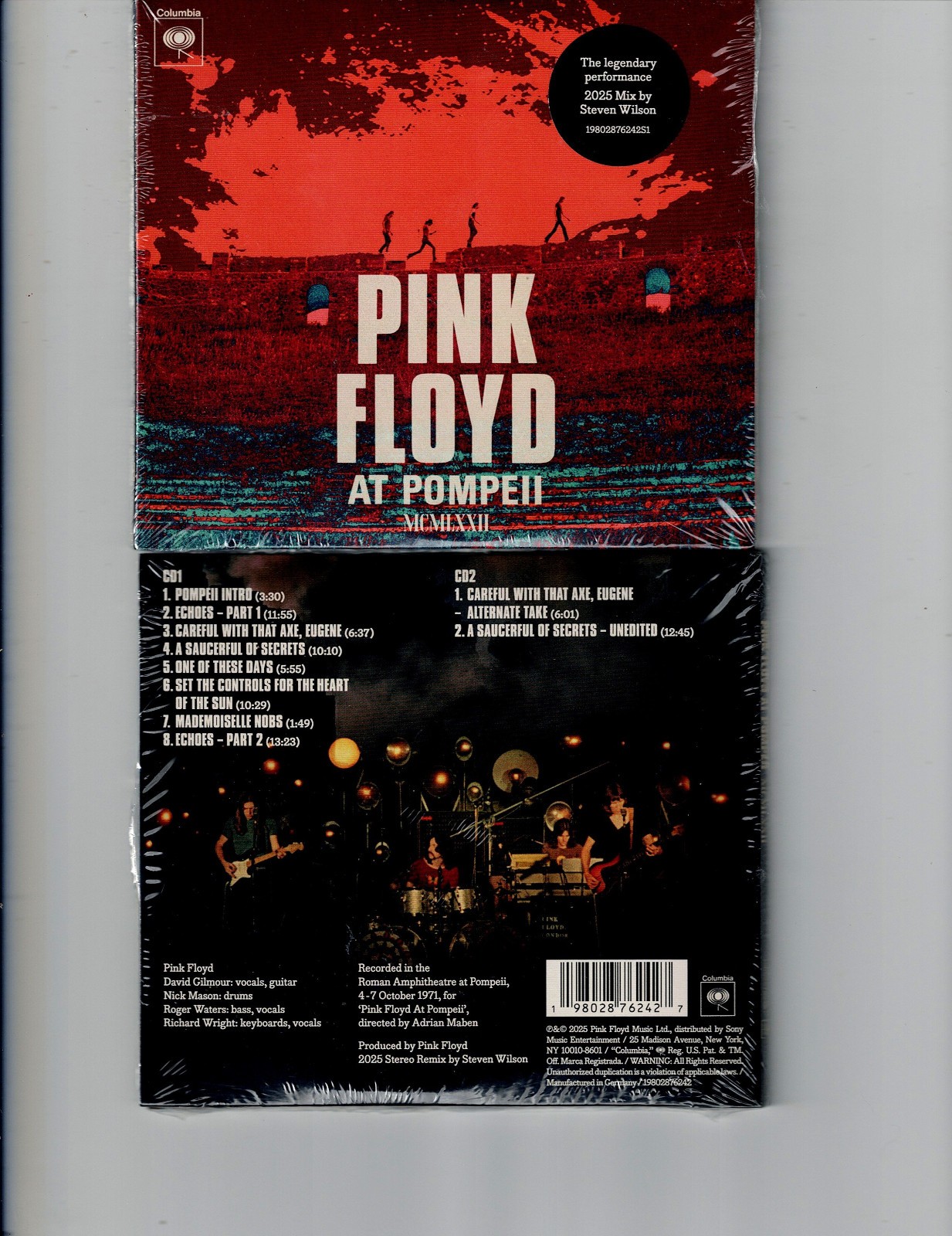 PINK FLOYD – LIVE AT POMPEII 1971 (2CD 2025) NEW *10 TRACKS*