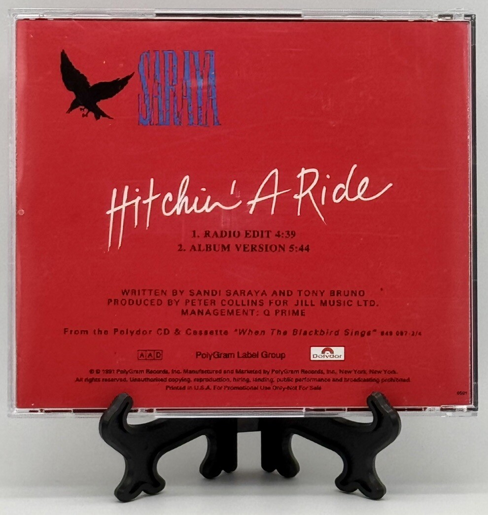 Hitchin’ a Ride by Saraya Promo CD Single 1991 Polydor Records Rare HTF