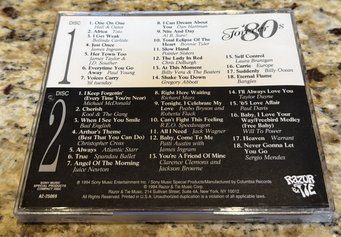 Forever 80s by Various Artists (2 CD Set, 1994 Razor & Tie) 1980s Compilation