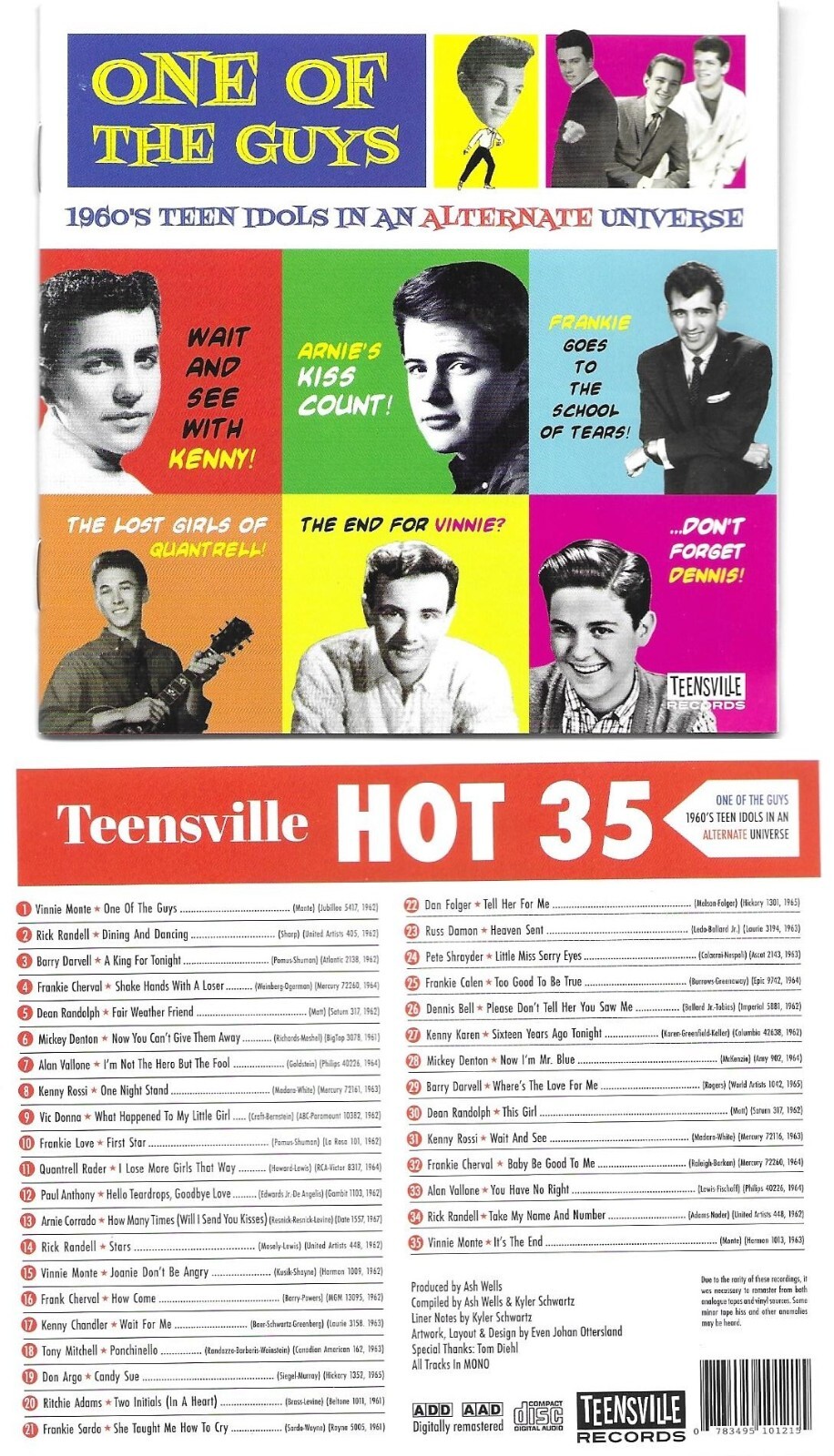 ONE OF THE GUYS-1960S TEEN IDOLS RARITIES35 CUTS-TEENSV AUSSIE CD-SUPER SALE