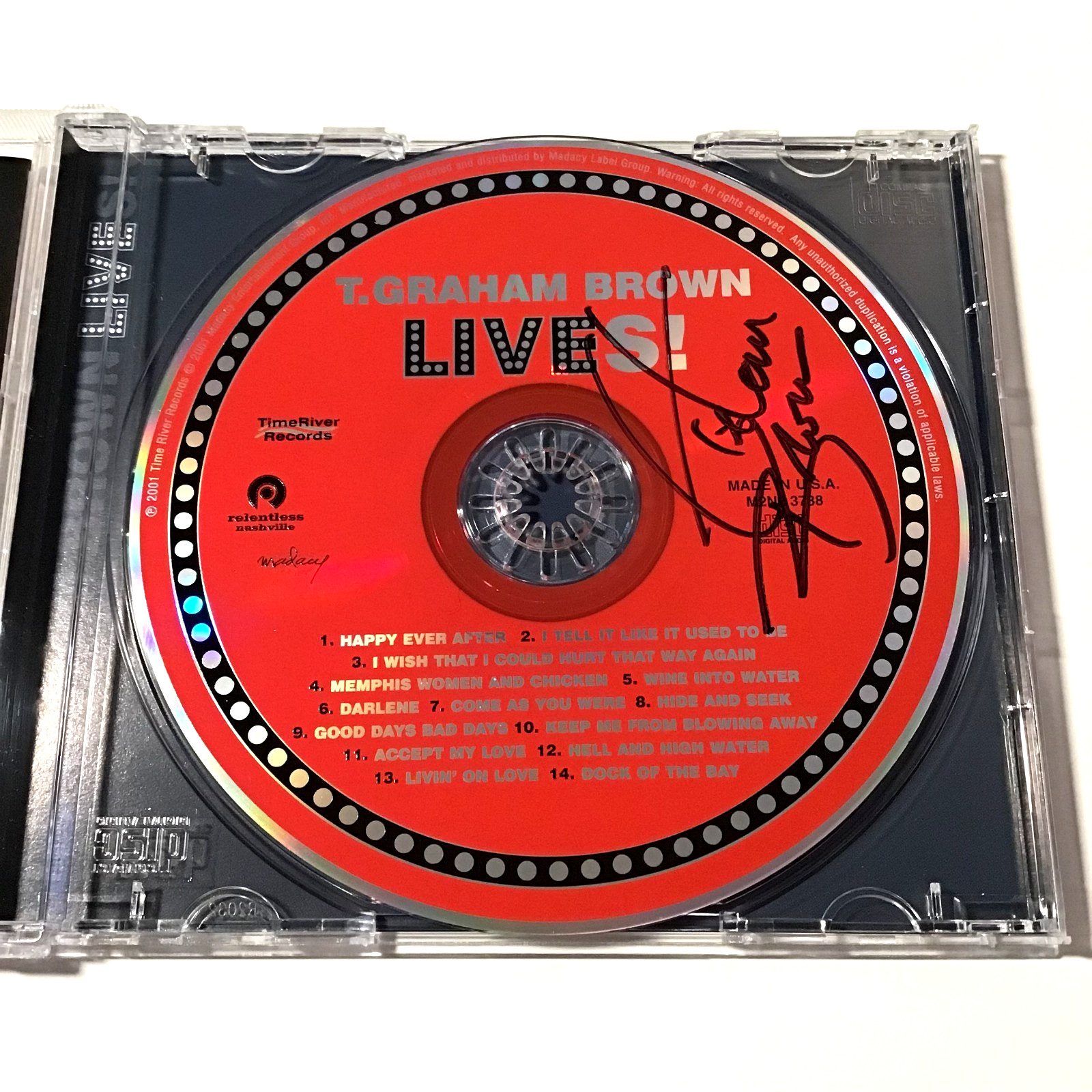 T. Graham Brown LIVES! CD 2001 Autographed Signed Country Live Album