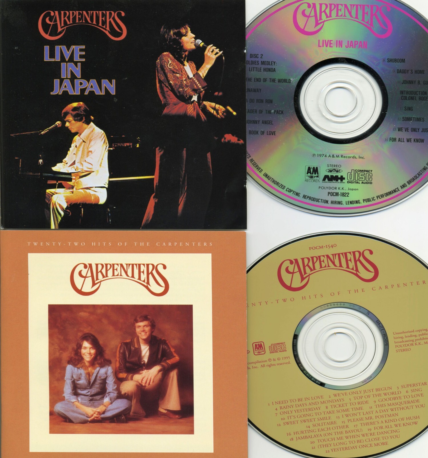 TWENTY TWO HITS OF THE CARPENTERS +LIVE IN JAPAN [CD#2 ONLY] JAPAN IMPORT CD LOT