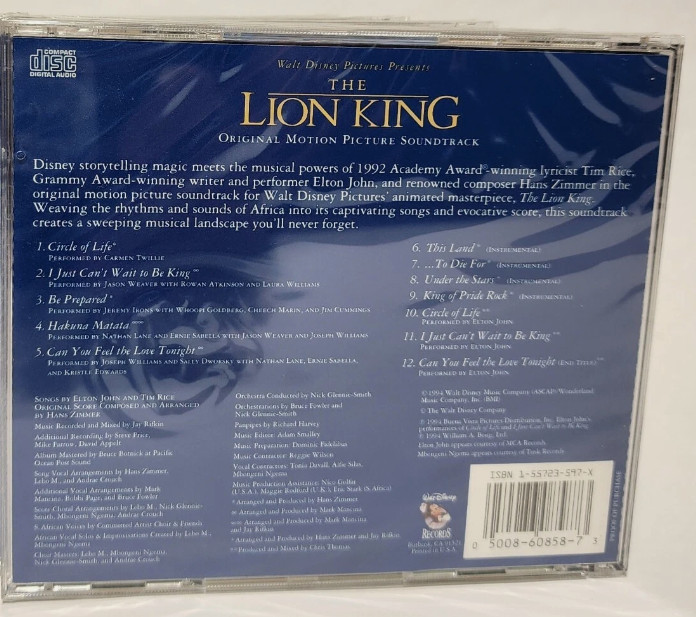 The Lion King Original Motion Picture Soundtrack CDs Factory Sealed