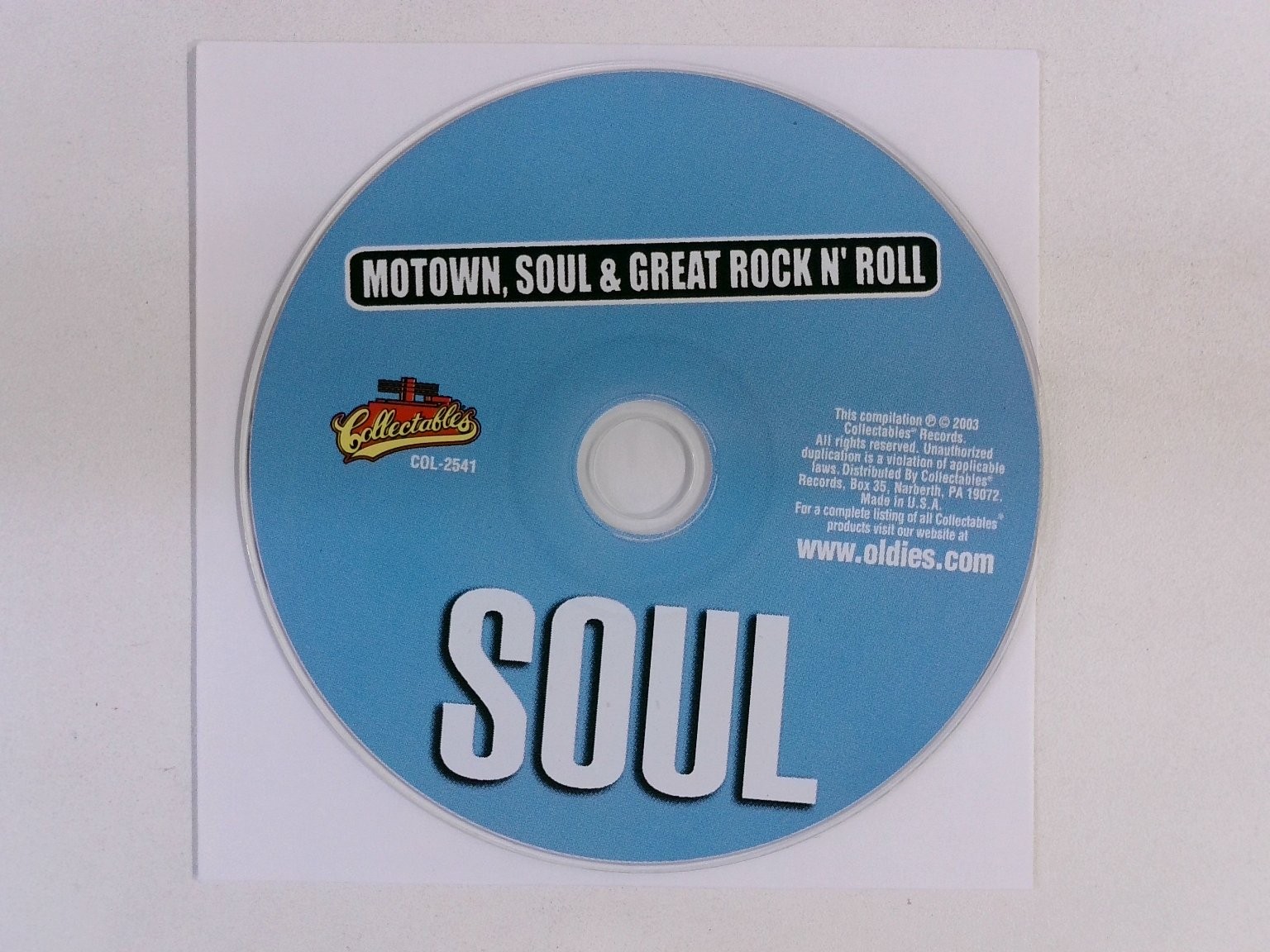 Motown Soul & Great Rock N Roll Various Artists – CD DISC ONLY 2003 Collectables
