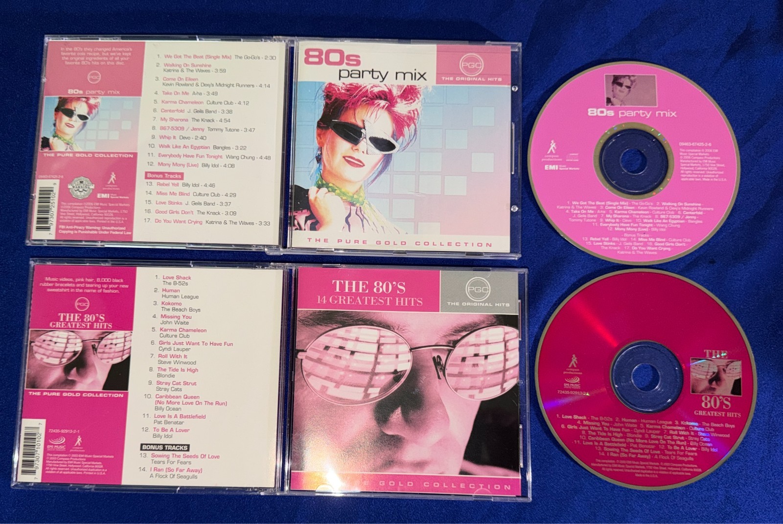 (2) OOP PGC Original Hits 80s Party Mix/14 Greatest Hits Pure Gold Collection