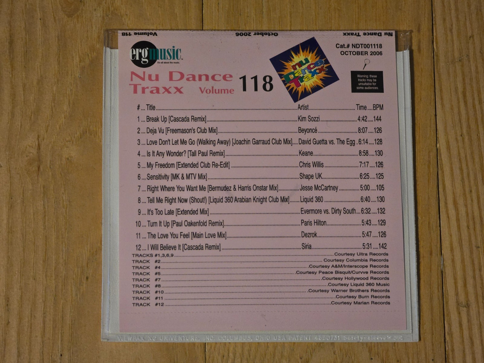 ERG Nu Dance Traxx CD, Volume 118 ~ MINT