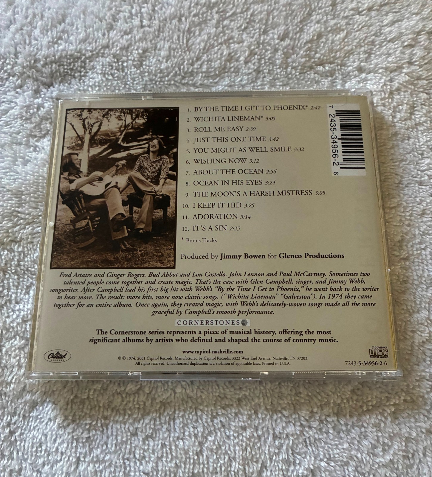 Glen Campbell “Reunion – The Songs Of Jimmy Webb” CD 2001 Capitol Records