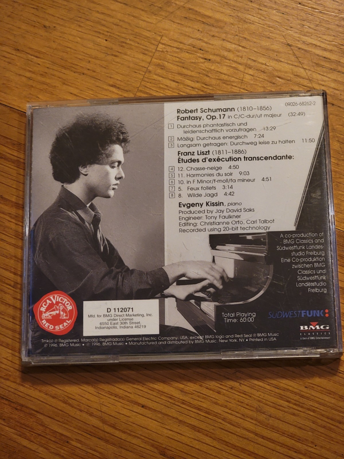 Evgeny Kissin CD Schumann Fantasy Liszt Transcendental Etudes RCA Red Seal