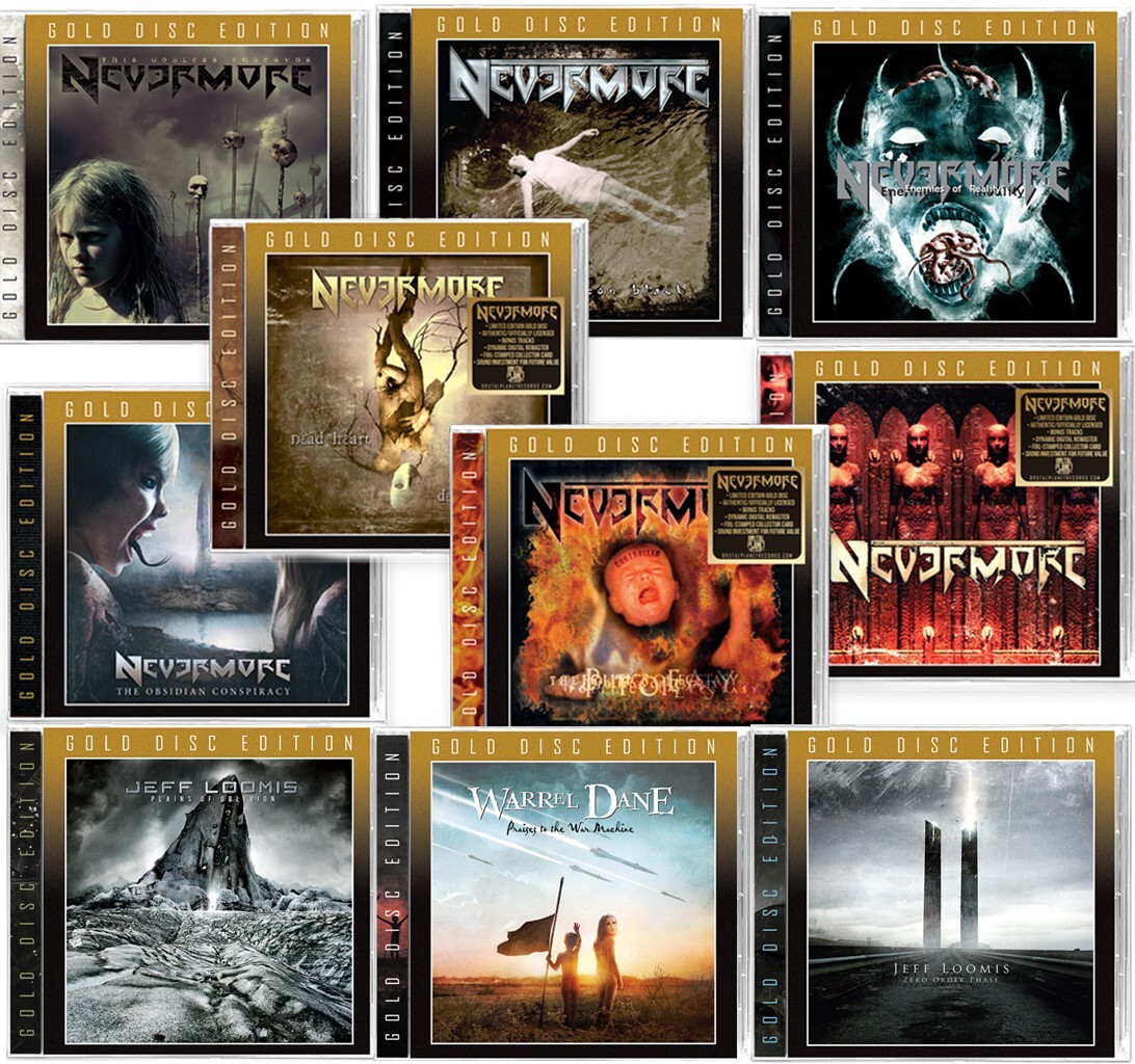 10-CD NEVERMORE BUNDLE – GOLD DISCS w Cards + Jeff Loomis + Warrel Dane