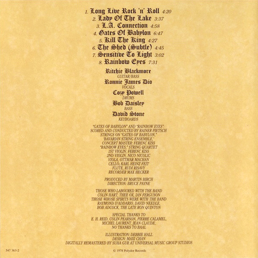Rainbow ~ Long Live Rock ‘n’ Roll (1978) CD 1999 Polydor Records UK •• NEW ••