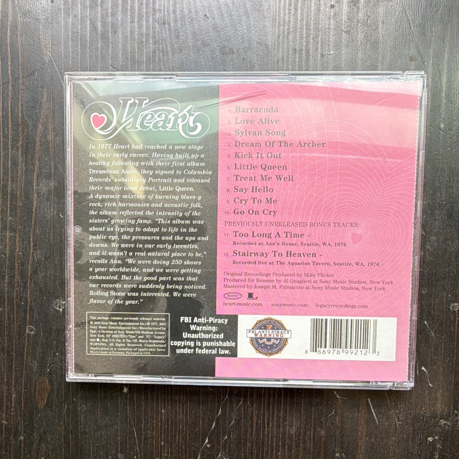 Heart Little Queen CD Album Rock Legacy Recordings 1977 Mike Flicker Jewel Case