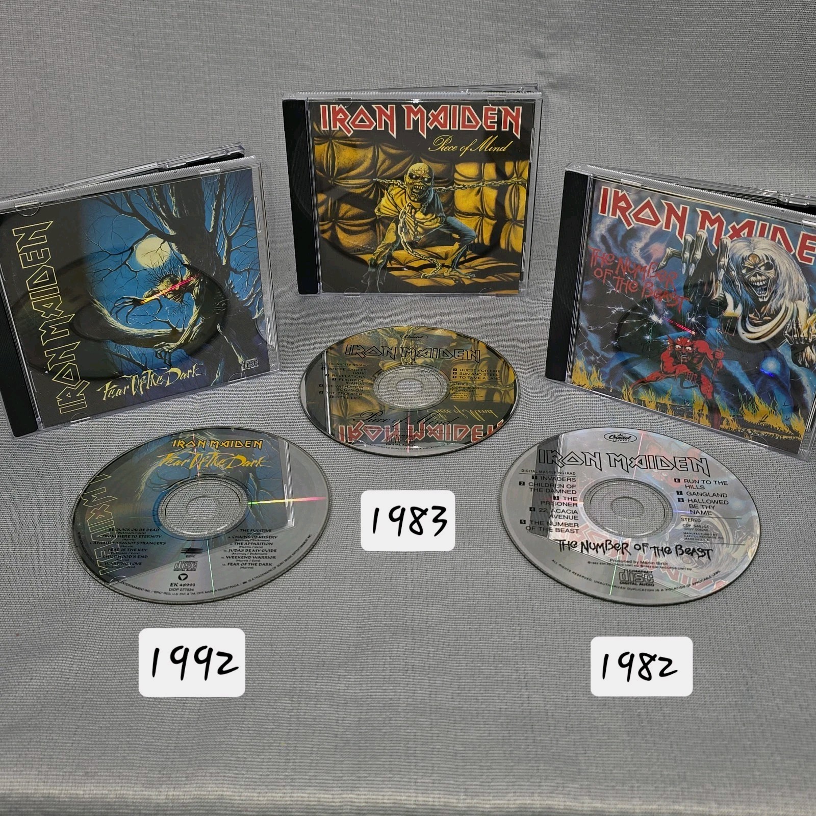 Iron Maiden CD Lot – Early Print Number Of The Beast 1982 Capitol, Piece Of Mind