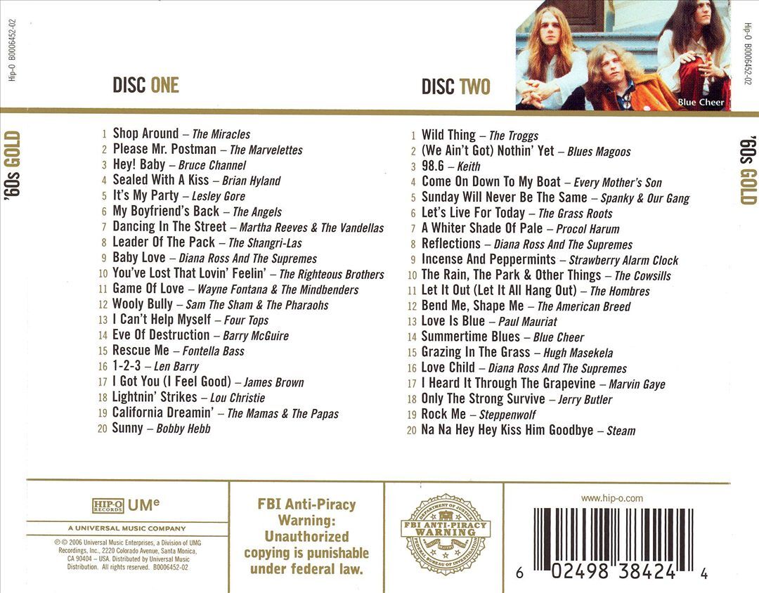 VARIOUS ARTISTS – 60’S GOLD NEW CD