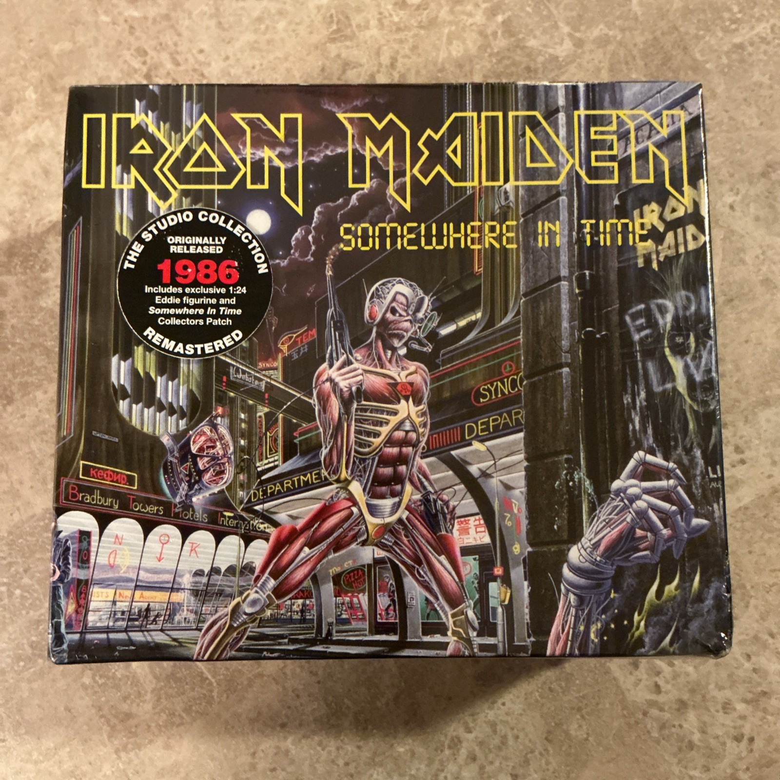 *SEALED* IRON MAIDEN -SOMEWHERE IN TIME-2015 CD BOX SET W/EDDIE FIGURINE & PATCH